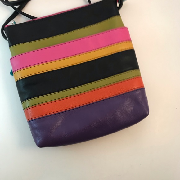 ili New York Multi Coloured Leather Crossbody Bag NWOT - Picture 7 of 14